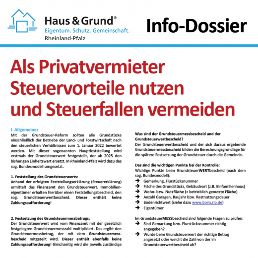 Info-Dossier: Als Eigentümer und Vermieter Steuervorteile nutzen und Steuerfallen vermeiden