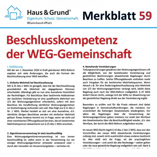 Merkblatt: Beschlusskompetenz der WEG-Gemeinschaft