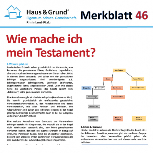 Merkblatt: Wie mache ich mein Testament?