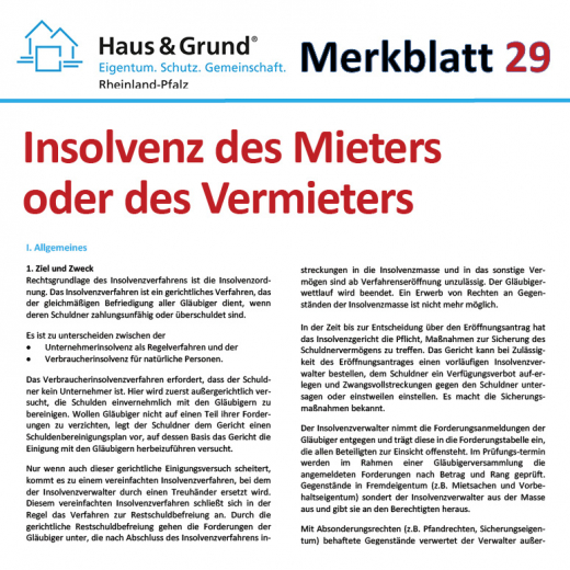 Merkblatt: Insolvenz des Mieters oder des Vermieters