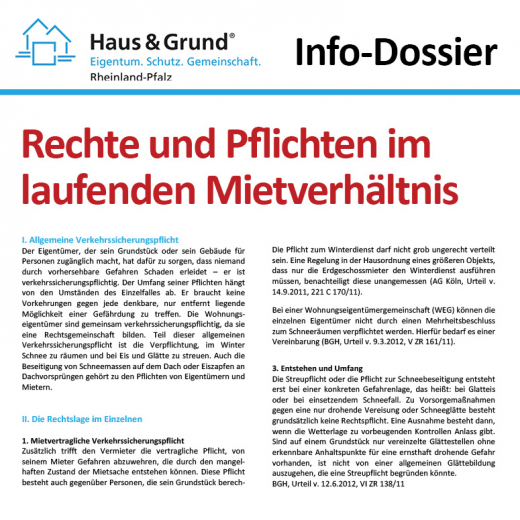Info-Dossier: Rechte und Pflichten im laufenden Mietverhältnis