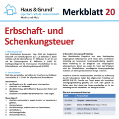 Merkblatt: Erbschaft- und Schenkungsteuer