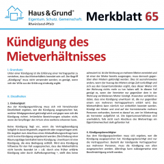 Merkblatt: Kündigung des Mietverhältnisses