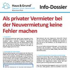 Info-Dossier: Als privater Vermieter bei der Neuvermietung keine Fehler machen